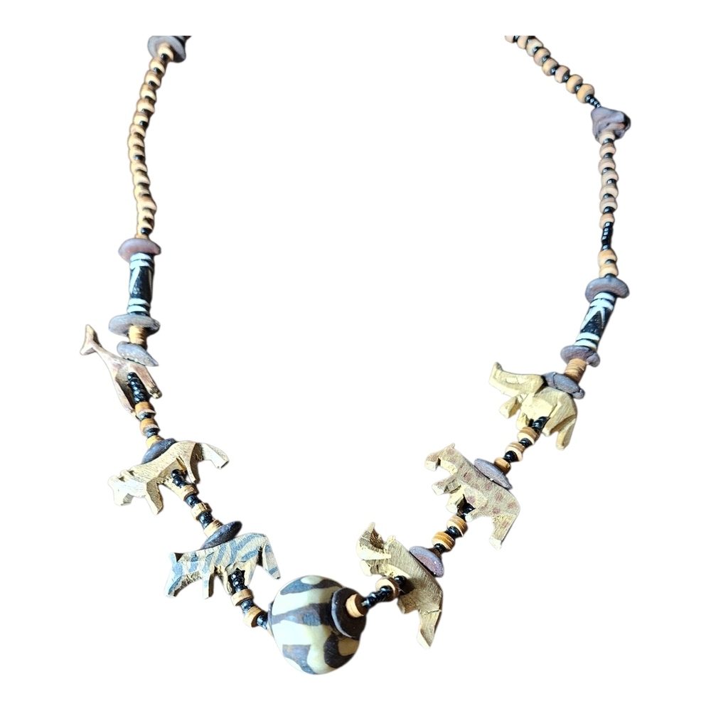 Artisan Animal Charm Necklace in Gold and Black